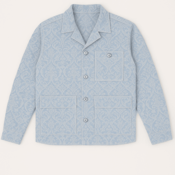 Jacquard Print  Overshirt​ - Light Blue